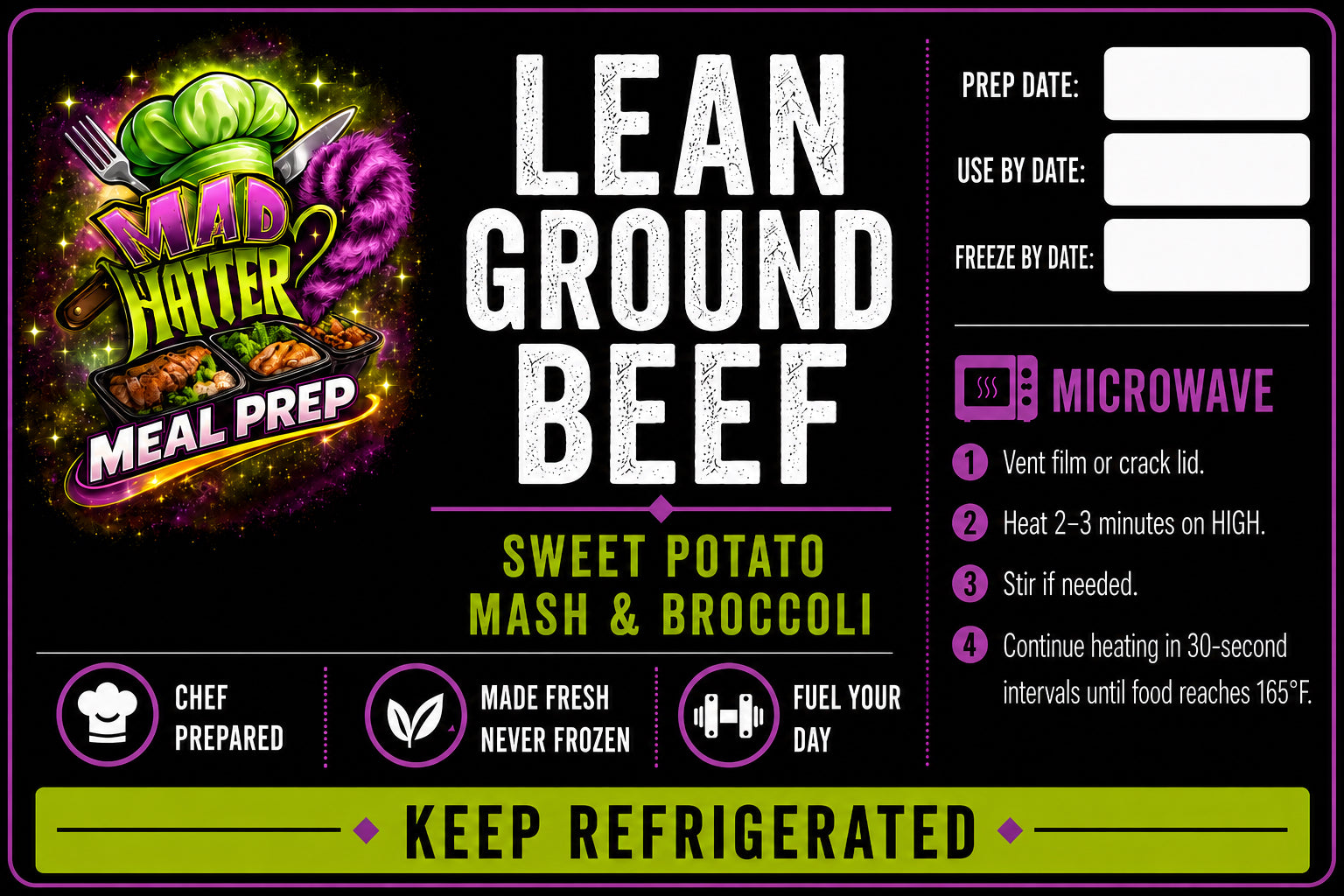 Lean Ground Beef, Sweet Potato & Broccoli