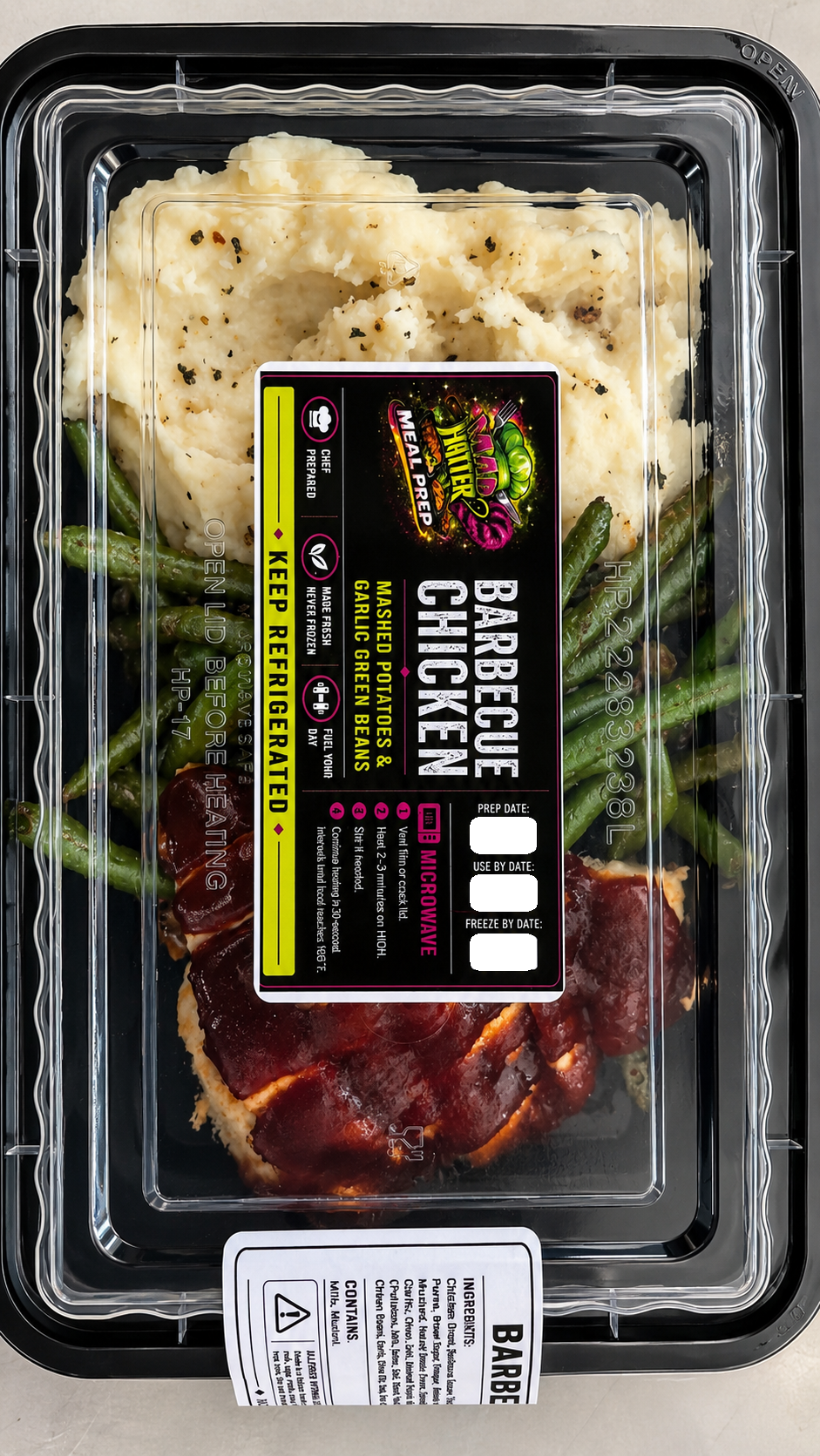 BBQ Chicken, Mash & Garlic Green Beans